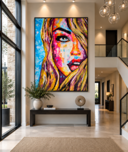 Blonde Blue Eyes 60"x46" Original On Canvas