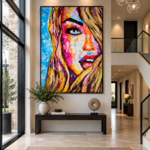 Blonde Blue Eyes 60"x46" Original On Canvas