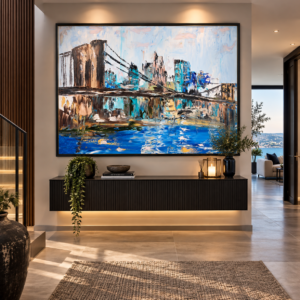 Brooklyn Bridge New York 40"x30" Original On Canvas