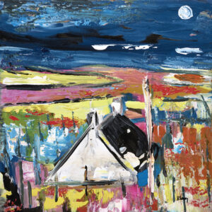 Full Moon 15.5 x 15.5 Original Oil On Canvas